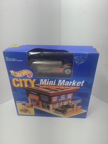 1990 Hot Wheels City Mini Market Sto & Go ! Ensemble de jeu avec "Passion Noire" Scellé  - Photo 1 sur 5