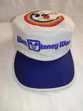 VTG Walt Disney World Mickey Mouse Atlas USA Made White Conductors Hat Cap Adult