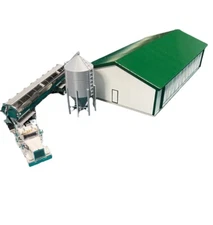 1/64 Custom Scratch Light Up 40x75 Hog Barn with Curtains. Farm Toy/Building