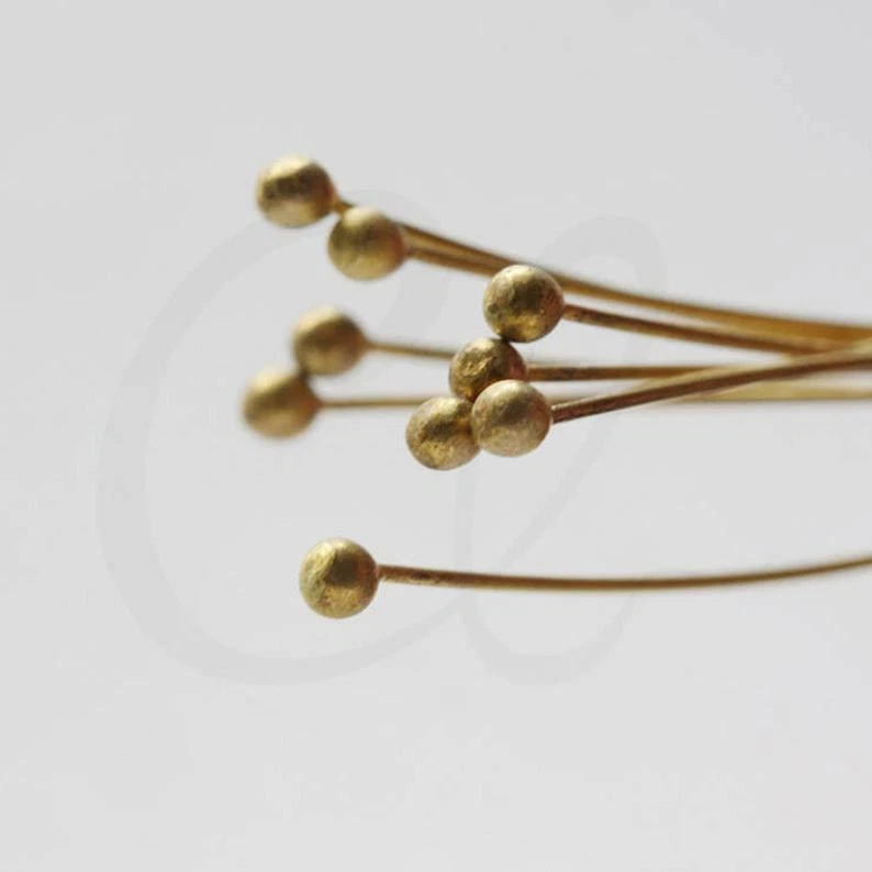 Pasador de bola de latón crudo 100 piezas pasadores de cabeza de base de latón-50x0,6 mm (CW-3451C-V-145) Foto 3 de 4