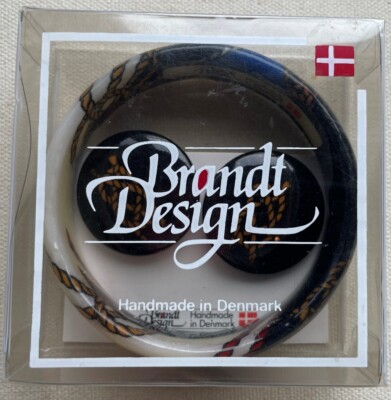 Brandt Designs Nautical Bracelet Earring Set Resin Navy Rope Knot Denmark CLIP