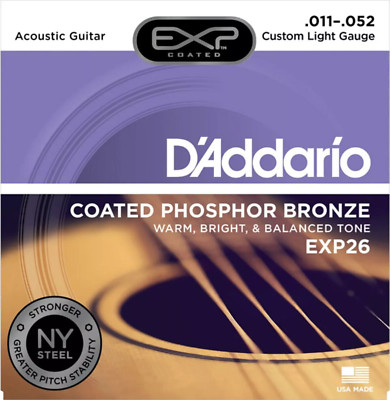 D'Addario EXP26 Akustikgitarrensaiten Phosphorbronze 11-52 + 2 Plektrumhalter