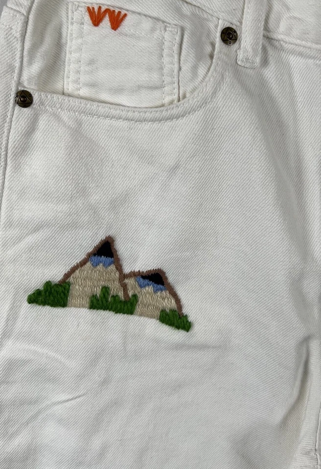ROY ROGER’S “OLD GLORY” Womens Jeans W26 L27 White Cotton Italy Embroidered - Image 2 of 4