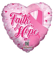 18" Faith and Hope Breast Cancer Awareness Mylar Balloon Bulk (5 Pack)
