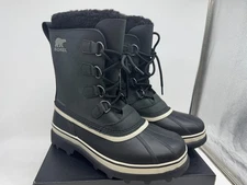 Sorel Men's Caribou Warm Lining Mid-calf Boots Waterproof Nubuck Leather Black