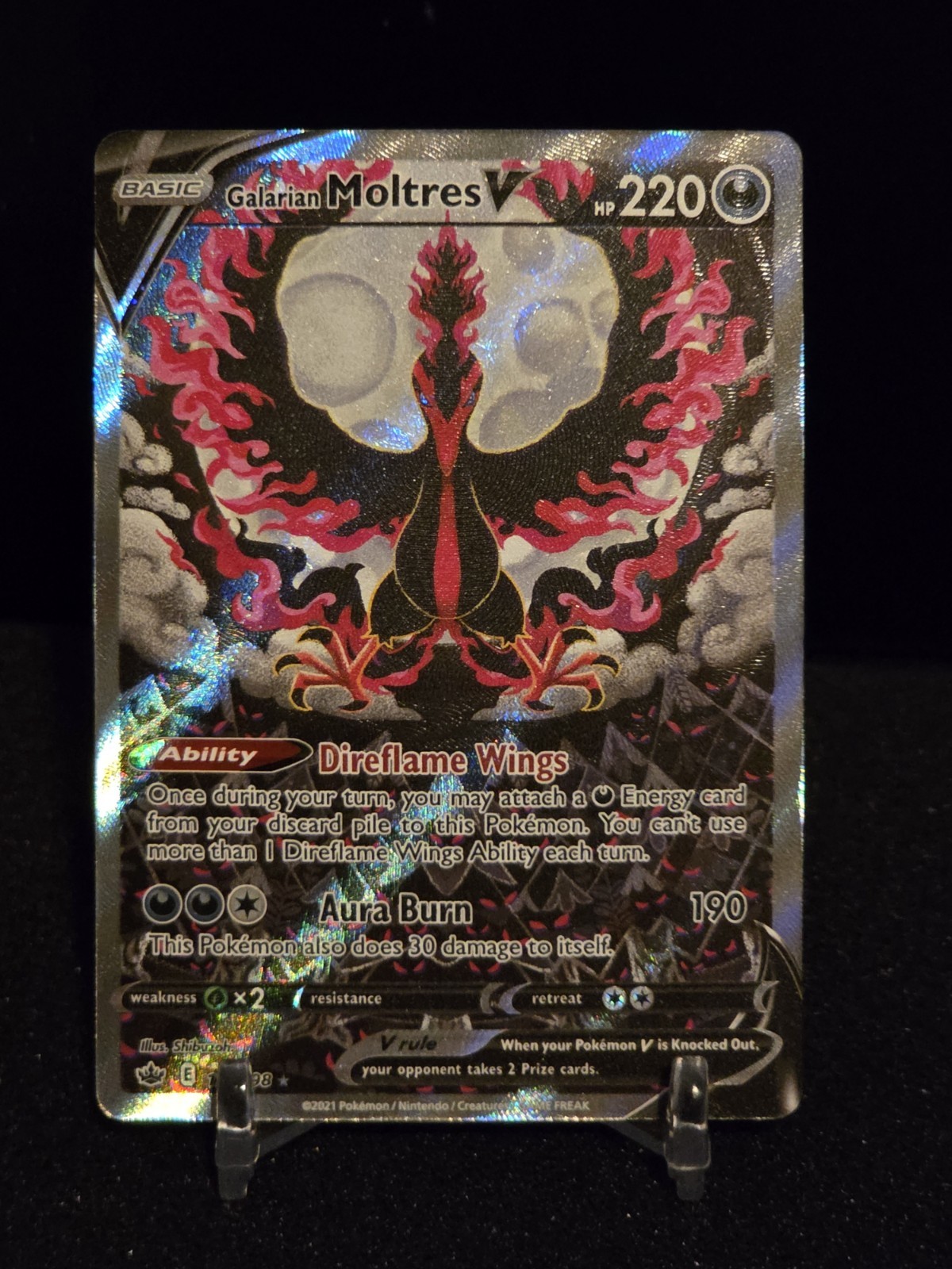 Galarian Moltres V 177/198 Chilling Reign Alternate Art Rare Pokemon Card NM