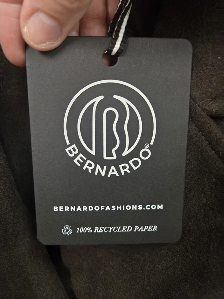 Women's Bernardo Double Breasted Overcoat Sz L Military Green With Orange Plaid - Image 4 of 4