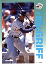 Fred McGriff 1992 Fleer #614 San Diego Padres FREE SHIPPING AutographDen