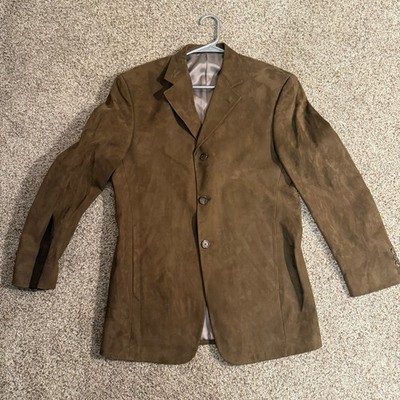 Tallia Uomo Fortuna Blazer Men s 38 Regular Brown Sport Coat Faux Suede vintage
