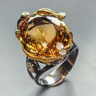 35 ct jewelry Natural Citrine Quartz Ring 925 Sterling Silver Size 8 /R452711