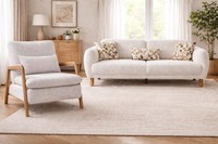 Stilvolle Grau Polstergarnitur Designer Dreisitzer Textilsessel 2Tlg