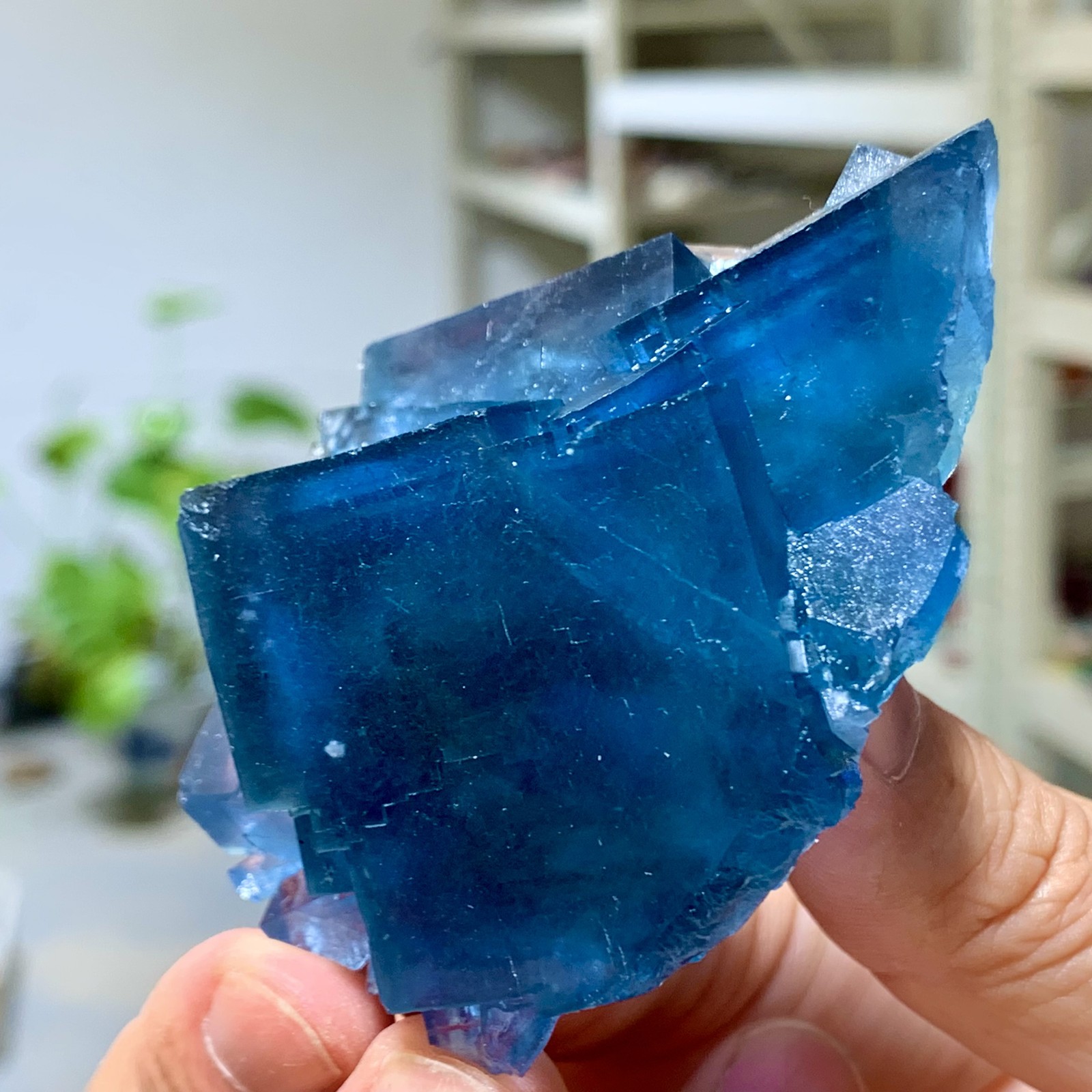 114G Rare transparent blue-green cubic fluorite mineral crystal sample/China