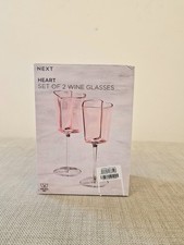 NEXT Set of 2 Pink Heart Wine Glasses- Valentine’s Day Wedding Love Party Glass