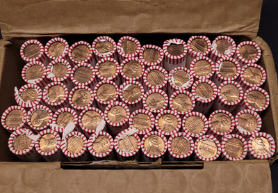 1977D Bank Box of 2500 Pennies (50 SEALED Rolls) -- UNCIRCULATED!!!