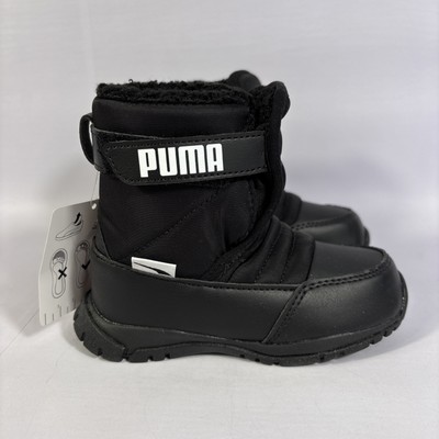 Puma Nieve Boot WTR AC Infant Size 8C Black Slip On Hook & Loop Snow Boots NEW