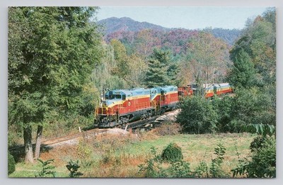 Great Smoky Mountains Railway GP7 777 GP9 200 Excursion Train Postcard