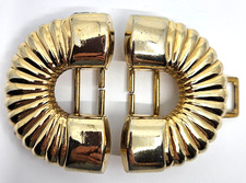 Gold Tone Ribbed Style Belt Buckle