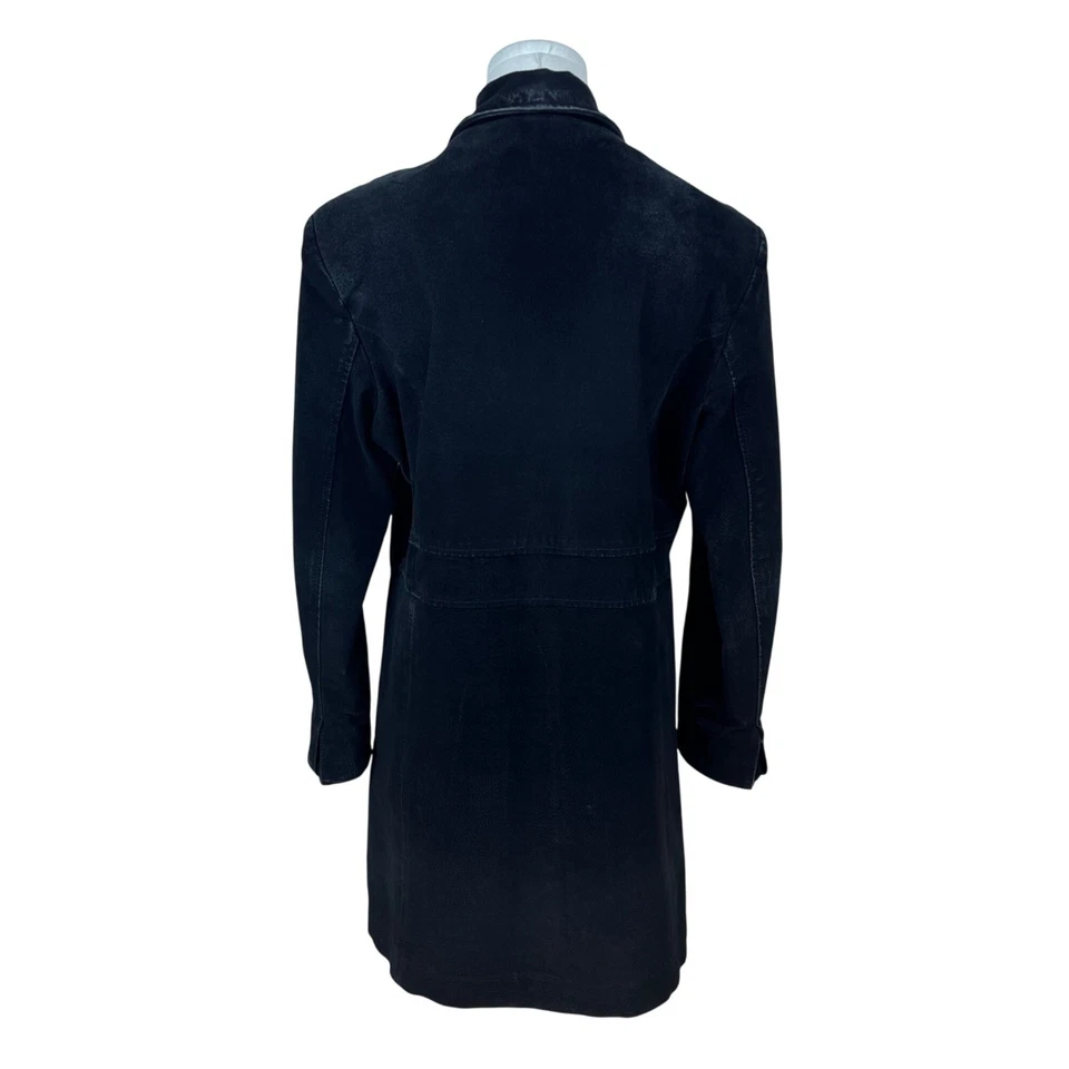 Abrigo de mujer Xoxo negro de cuero y gamuza chaqueta larga con botones talla L Foto 3 de 4