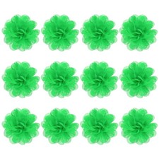 12-Pack Chiffon Flowers 2.76 x 2.76" Fabric Flowers for Craft Green 