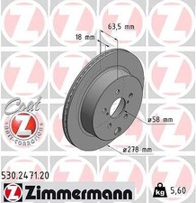 2x ZIMMERMANN Bremsscheibe Hinterachse für SUBARU