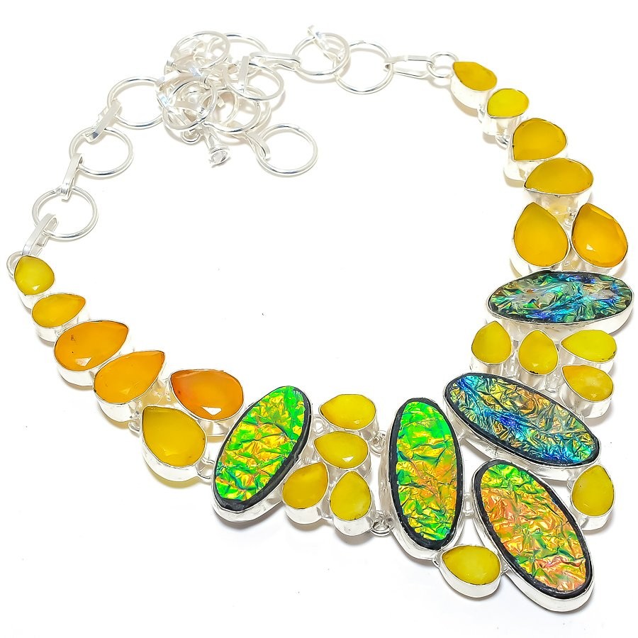 Triplet Fire Opal Gemstone Handmade 925 Sterling Silver Jewelry Necklace 18