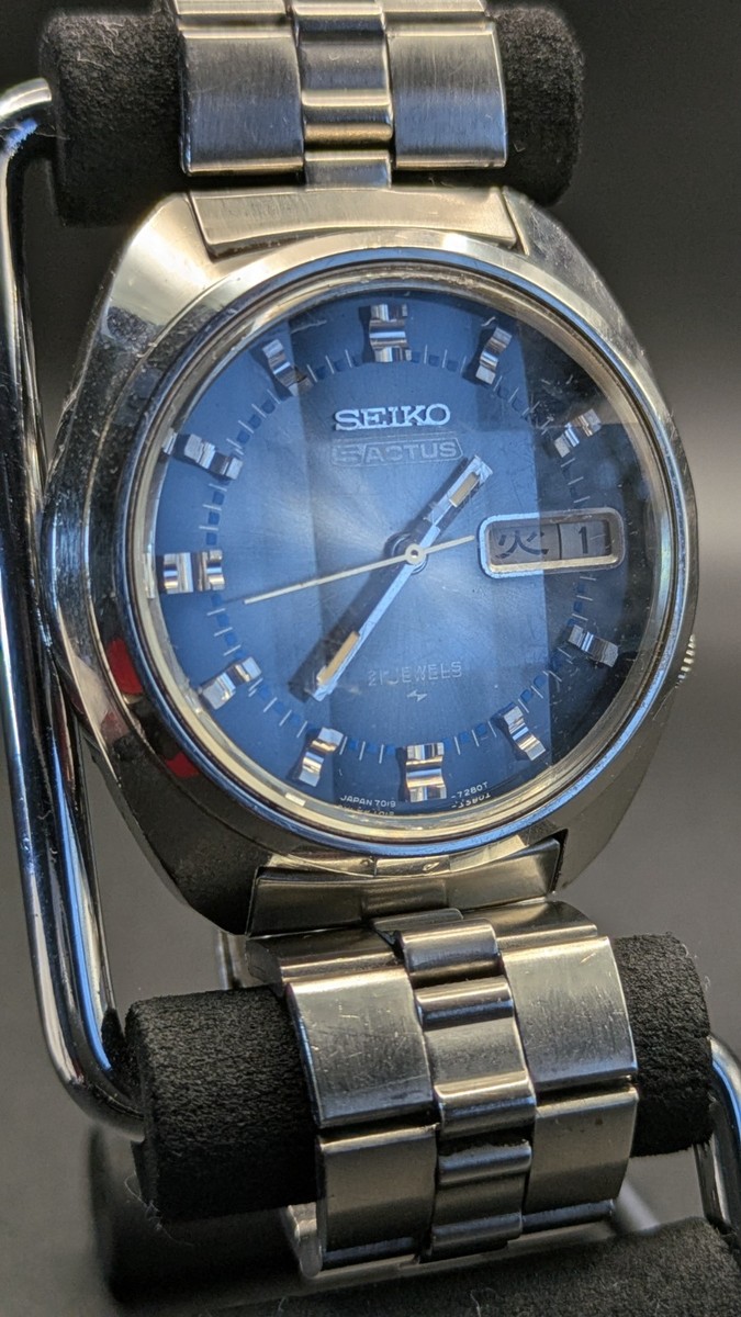 自動巻　SEIKO 5 ACTUS 7019-7210 Seiko 5 Actus 7019-7210 JDM Faceted Crystal Green Sunburst Dial