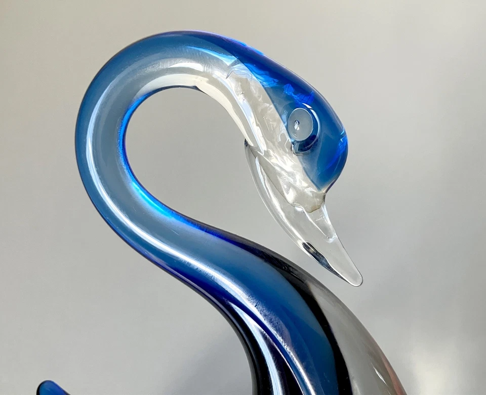 VINTAGE retro 1960's MURANO Italy SOMMERSO STUDIO ART GLASS SWAN Hand Blown - image 4 of 4