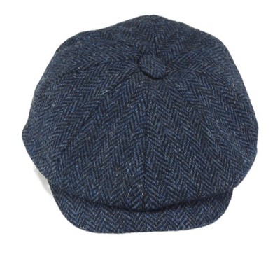 Jaxon & James Flatcap Herren Größe S Blau Fischgrät Harris Tweed