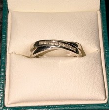  9ct Diamond Crisscross Crossover Celtic 0.15ct White Gold Eternity Ring Size S