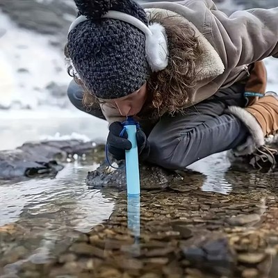 Portable Camping Hiking Emergency Life Survival Purifier Water Filter Straw Tool