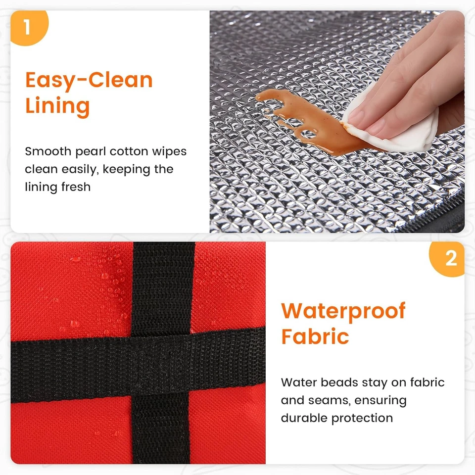 Bolsa de entrega de pizza aislada 20" X 20" X 6" bolsa calentadora de pizza roja Foto 4 de 4