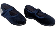 Cienta Girls Blue Velvet Mary Jane Shoes Size C9 Hook Loop School Dress