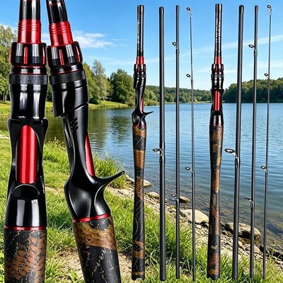 Fishing Rods Portable Lightweight Spinning Pole Carbon Fiber Rod 4 Sections Carp