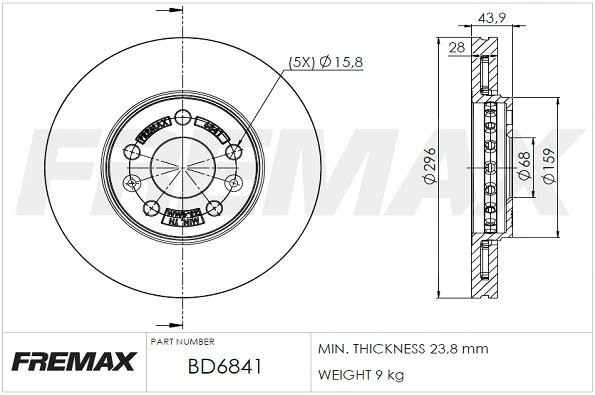 Remax BD-6841 Brake Disc for Fiat, Nissan, Opel, Renault, Vauxhall - Image 3 of 3