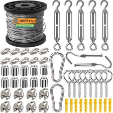 Image of 30M 304 Stainless Steel Catenary Wire Rope Kit Heavy Duty 2mm PVC Coated Garden