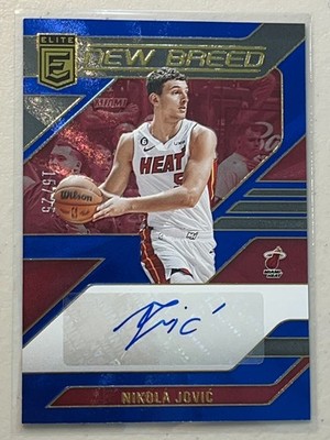 Nikola Jovic 2023-24 Panini Donruss Elite /25 Blue New Breed Auto Autograph Heat