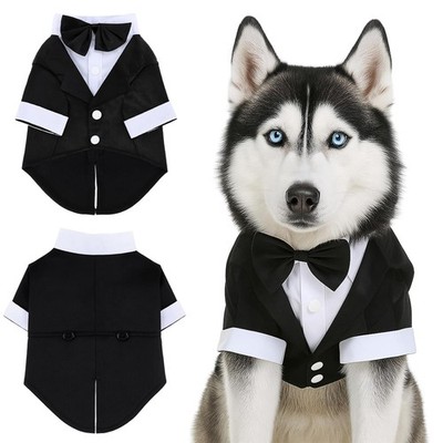 Dog Tuxedo Suit with Bow Tie Pet Formal Wear Small Dogs Cats Wedding Outfit
