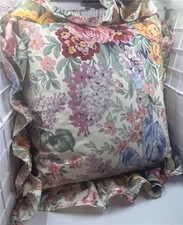 Vtg Ralph Lauren Blue Tag Allison ruffled throw pillow down insert floral 24"