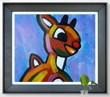 Original Art "Rudolph" 11x14 Canvas Expressionism Abstract Design Home Art