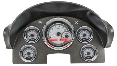 Dakota Digital 1956 Ford Car Analog Gauge System Silver Alloy Red VHX-56F-S-R