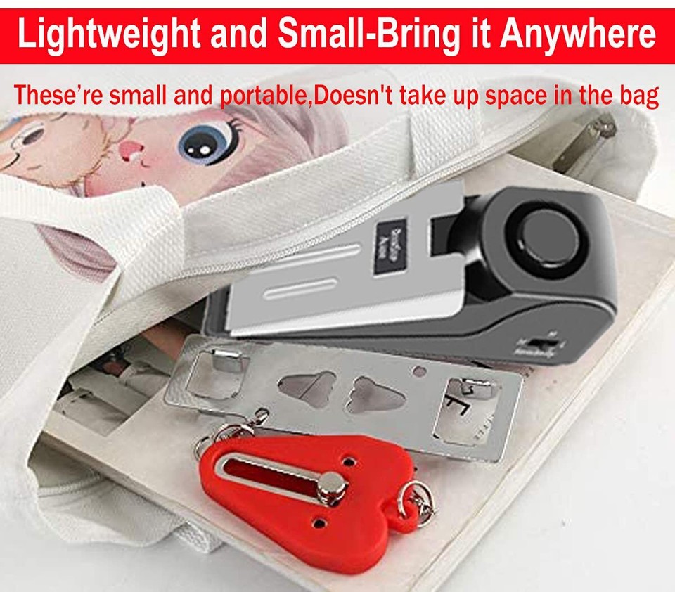 Portable Door Lock & Door Stop Alarm,Dual Protection Devices Pocket