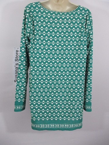 NUEVO CON ETIQUETAS STUDIO M Talla M Verde Blanco Estampado Túnica Top Blusa Tejida ¡Precioso Estampado! - Imagen 6 de 9