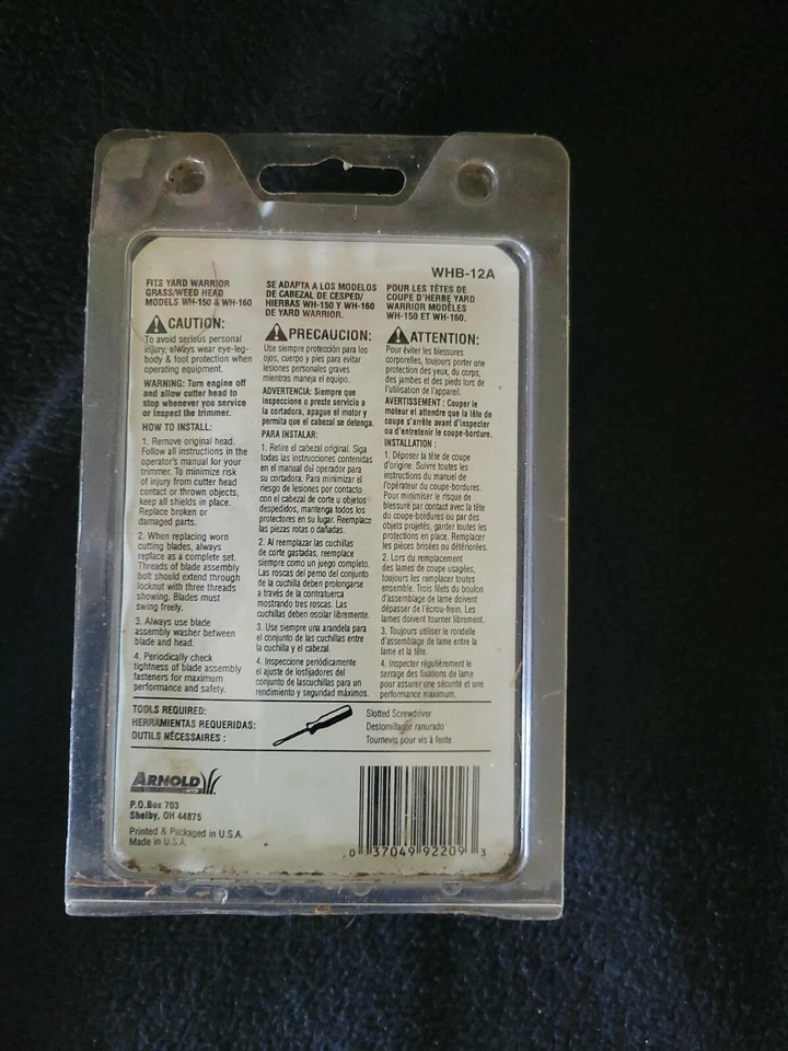 HOJAS RECORTADORAS DE REPUESTO ARNOLD YARD WARRIOR 12-Pk, WHB-12A Foto 2 de 3