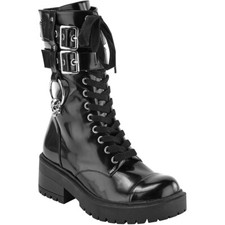 Stivali Killstar Gothic Goth Punk mezzo stivale Combat Boots - Bones O-Ring