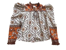 NEW NWT House of Harlow 1960 top blouse 100% cotton M MEDIUM long slv washable 