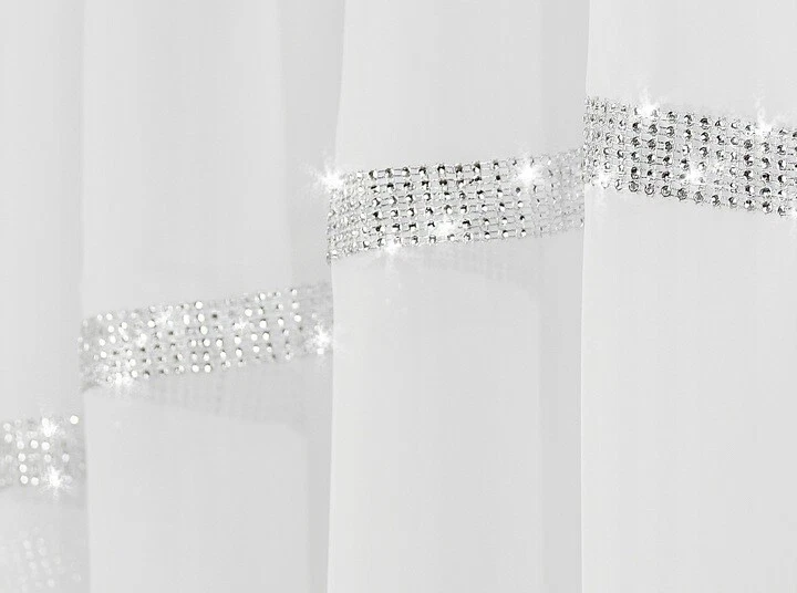 Fenstergardine Gardine 300/400/500x150 cm  Zirkonia Silber Band Fertiggardine - Bild 2 von 4