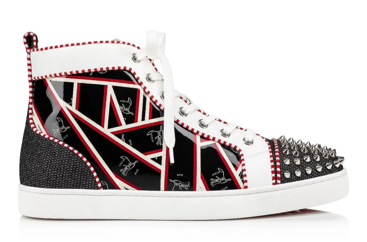 Christian Louboutin Mens Lou Spikes Orlato Flat Black High Top