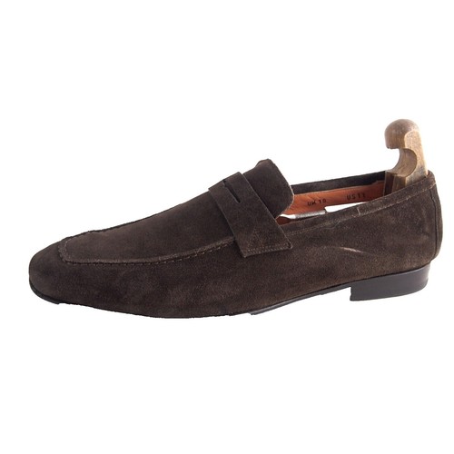 Santoni Goodyear-Welt Brown Calf Suede Double Monk Strap US 