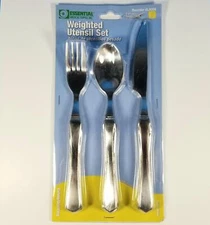 Weighted Utensil Set Essential Medical Supply Spoon Fork Knife Stainless #L5006