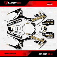 White & Gold Shift Racing Graphics kit fits Honda Crf450 09-12 Crf 450 Decal